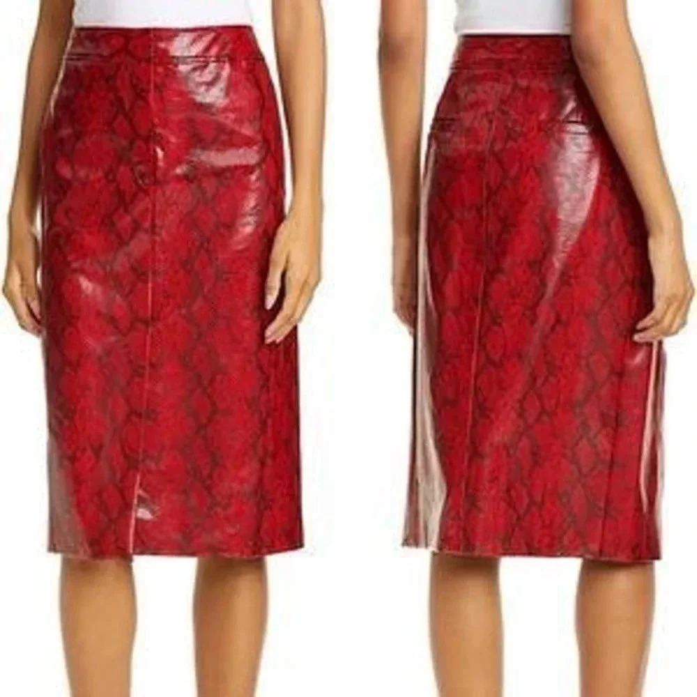 NWT Tibi Faux Snakeskin Pencil Skirt - Reptile Knee-Length Business Casual